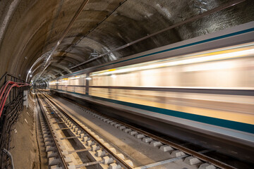 Subway tunnel rail tracks