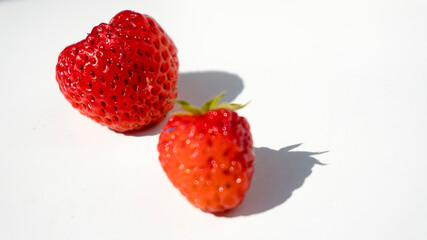 strawberries on a white background close-up
