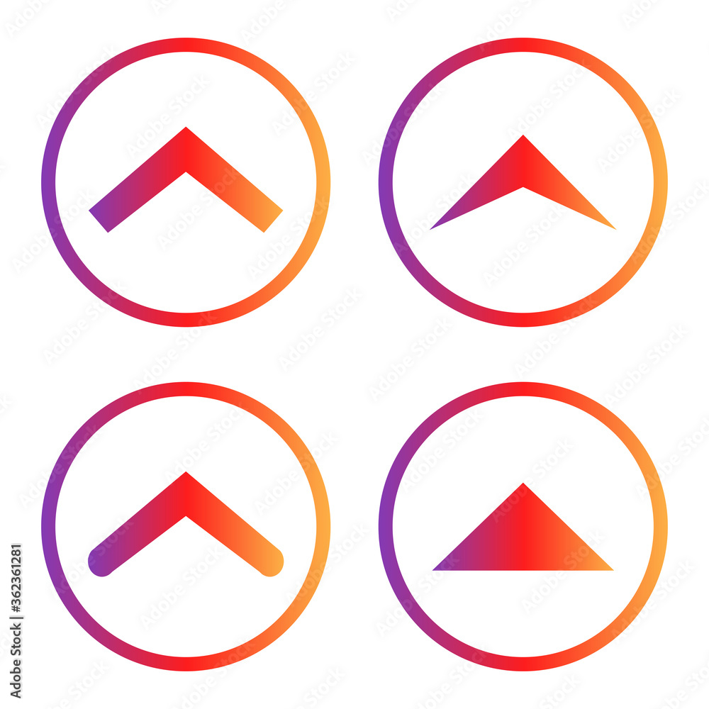 Poster swipe up vector arrow. swipe up set stories. gradiend round button.