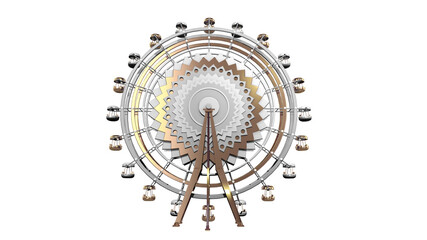 3D Ferris wheel isolated on white background.