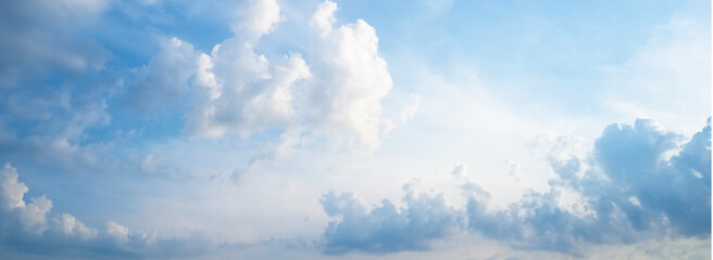 Blue sky and white clouds background for mindfulness and peace