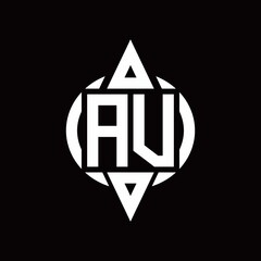 AV Logo with circle rounded combine triangle top and bottom side design template