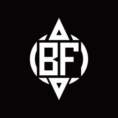 BF Logo with circle rounded combine triangle top and bottom side design template