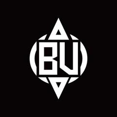 BV Logo with circle rounded combine triangle top and bottom side design template