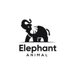 creative negative space of elephant logo design template