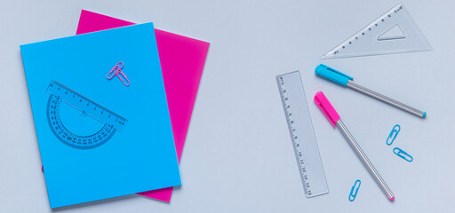 Flat lay of back to school supplies