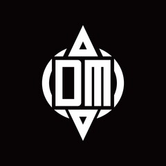 DM Logo with circle rounded combine triangle top and bottom side design template