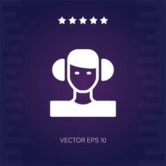 headset woman vector icon