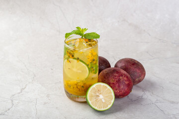 Frozen passion fruit green lemonade in summer