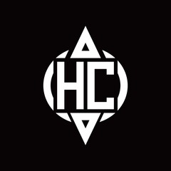 HC Logo with circle rounded combine triangle top and bottom side design template