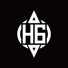 HG Logo with circle rounded combine triangle top and bottom side design template