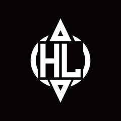 HL Logo with circle rounded combine triangle top and bottom side design template