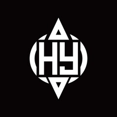 HY Logo with circle rounded combine triangle top and bottom side design template