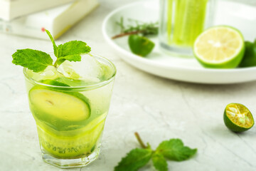 Frozen cucumber lemonade in summer