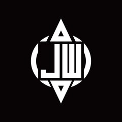Fototapeta premium JW Logo with circle rounded combine triangle top and bottom side design template