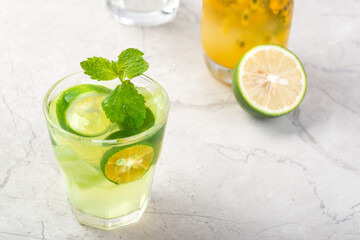 Frozen cucumber lemonade in summer