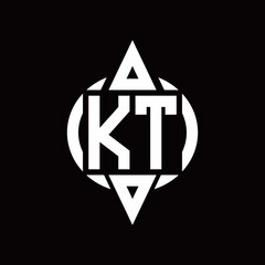 KT Logo with circle rounded combine triangle top and bottom side design template