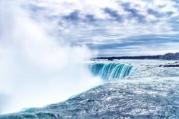 Niagara Falls in Ontario, Canada, commonly known as Horseshoe Falls. 