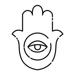 Hamsa, hand of Fatima black line icon. Pictogram for web page, mobile app, promo. UI UX GUI design element. Editable stroke