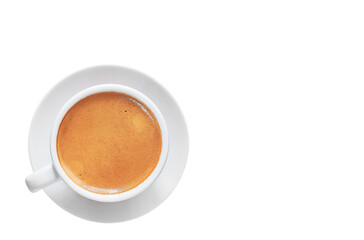 White espresso coffee cup isolated on white background, copy space