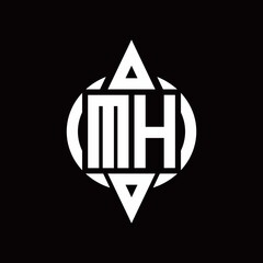 MH Logo with circle rounded combine triangle top and bottom side design template