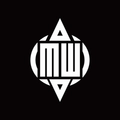 MW Logo with circle rounded combine triangle top and bottom side design template