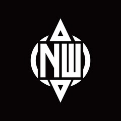 NW Logo with circle rounded combine triangle top and bottom side design template