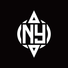 NY Logo with circle rounded combine triangle top and bottom side design template