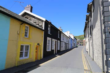 A narrow street in Aberdyfi, Gwynedd, Wales, UK.