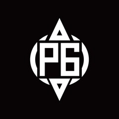 PG Logo with circle rounded combine triangle top and bottom side design template