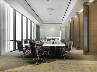 3d rendering business meeting room on high rise office building