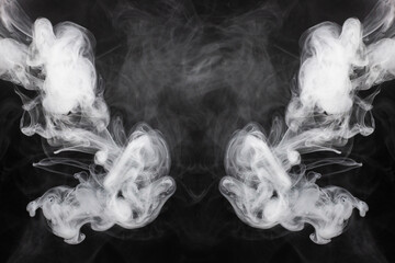 White steam on a black background.