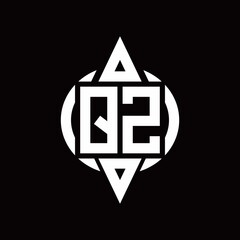 QZ Logo with circle rounded combine triangle top and bottom side design template