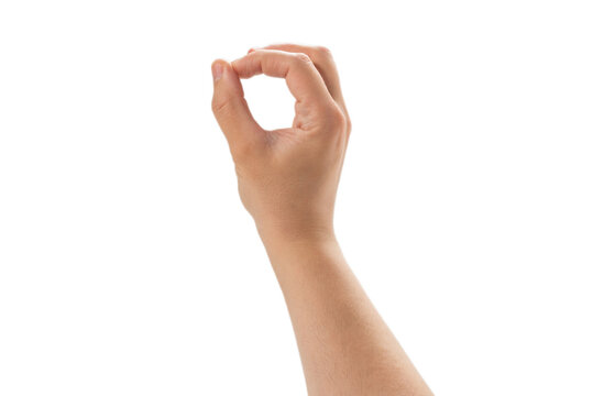 Male hand isolated on white background.