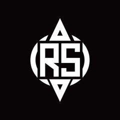 RS Logo with circle rounded combine triangle top and bottom side design template