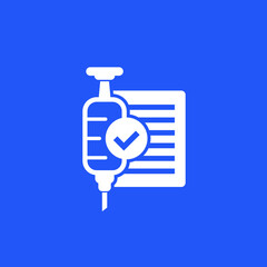 vaccination check vector white icon