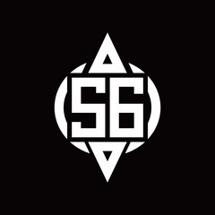 SG Logo with circle rounded combine triangle top and bottom side design template