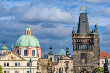 Fototapeta na wymiar Charles Bridge tower in Prague, Czech Republic