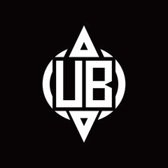 UB Logo with circle rounded combine triangle top and bottom side design template