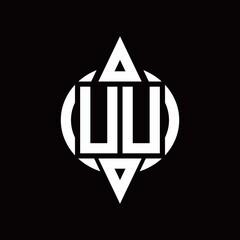 UU Logo with circle rounded combine triangle top and bottom side design template