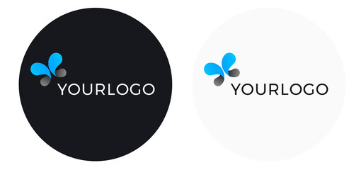 Abstract logo butterfly wings template - modern business butterfly vector logo in blue color