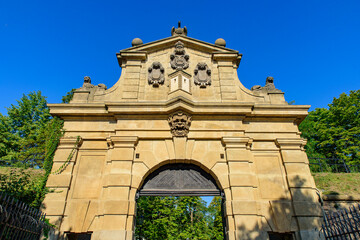 Fototapeta premium Leopold Gate at Vysehrad (upper castle) in Prague, Czech Republic