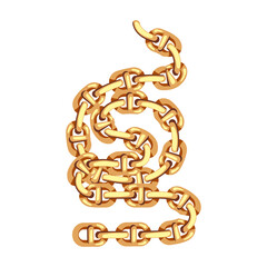 golden chains bracelet isolated on white background. vector illustration