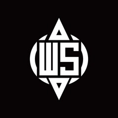 WS Logo with circle rounded combine triangle top and bottom side design template