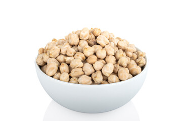 Chickpea. Chickpea in white bowl, on white background (Tr- nohut)

