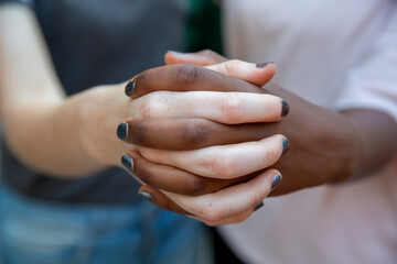 close up black and white woman hand. Selective focus