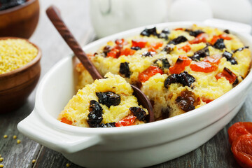 Millet casserole with dried fruits
