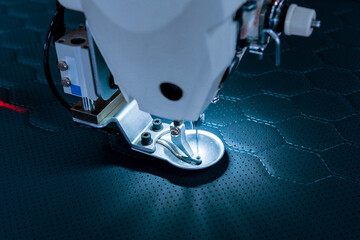 Fabric industry production line. Textile factory. Working tailoring process