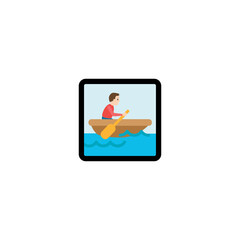 Rowing boat icon. Man rowing boat isolated vector illustration