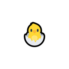 Hatching Chick Vector Icon. Isolated Baby Chicken Cartoon Illustration 
